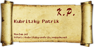 Kubritzky Patrik névjegykártya